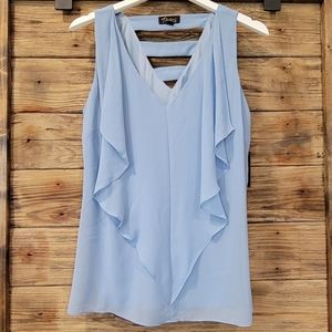 NWT! Blue ruffled tank top